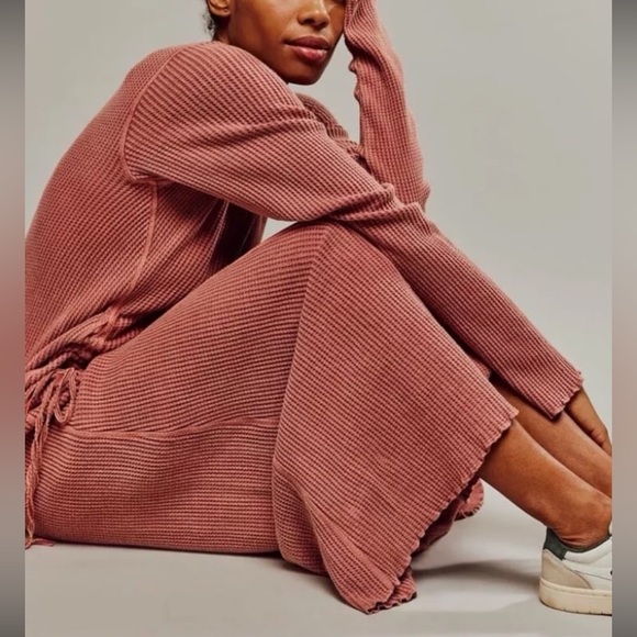 Free People FP One Dusty Rose Natasha Thermal Lounging Dress Relaxed Fit WM Med - Picture 2 of 15